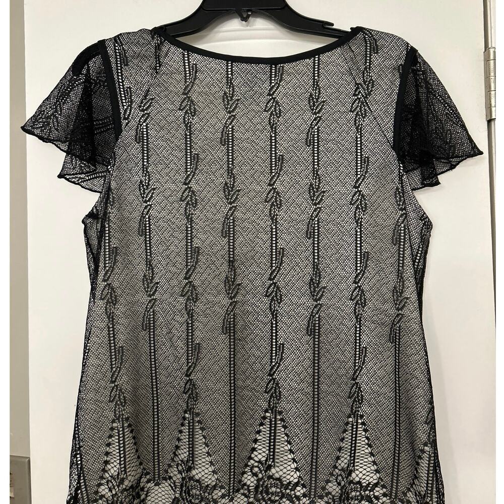 Lane Bryant Black Mesh Overlay Flutter Sleeve Lac… - image 8